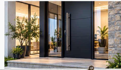 Modern entrance with architectural pull handle